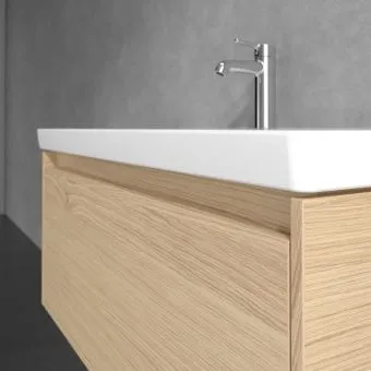 Villeroy & Boch Skyla КОМПЛЕКТ Тумба под раковину, 1 выдвижной ящик (2 ящика), 972 x 436 x 439 mm, Nordic Oak +Skyla Pаковина для установки на тумбу, 1000 x 470 x 165 mm, с переливом, Альпийский белый C78900VJ+5A51A501
