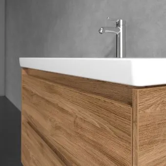 Villeroy & Boch Skyla Тумба под раковину, 2 выдвижных ящика, 972 x 596 x 439 mm, Oak Kansas +Skyla Pаковина для установки на тумбу, 1000 x 470 x 165 mm, с переливом, Альпийский белый C79900RH+5A51A501