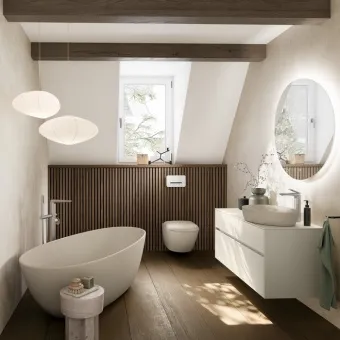 Villeroy & Boch Antao Унитаз с открытым смывным краем, настенный, смыв TwistFlush, Almond (Светло бежевый) CeramicPlus, без сиденья 4674T0AM 