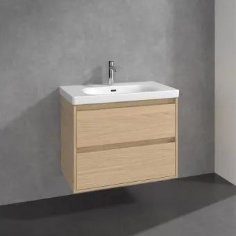Villeroy & Boch Skyla КОМПЛЕКТ Тумба под раковину, 2 выдвижных ящика, 772 x 596 x 439 mm, Nordic Oak +Skyla Pаковина для установки на тумбу, 800 x 460 x 160 mm, с переливом, Альпийский белый C79600VJ+5A518001