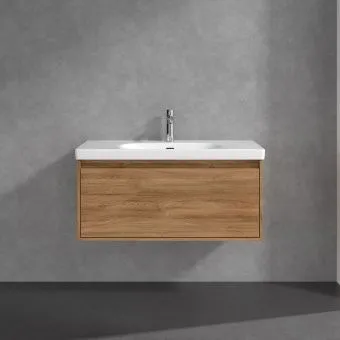 Villeroy & Boch Skyla КОМПЛЕКТ Тумба под раковину, 1 выдвижной ящик (2 ящика), 972 x 436 x 439 mm, Kansas Oak +Skyla Pаковина для установки на тумбу, 1000 x 470 x 165 mm, с переливом, Альпийский белый C78900RH+5A51A501
