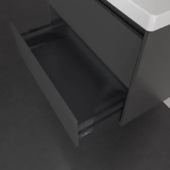 Villeroy & Boch Skyla КОМПЛЕКТ Тумба под раковину, 2 выдвижных ящика, 772 x 596 x 439 mm, Graphite +Skyla Pаковина для установки на тумбу, 800 x 460 x 160 mm, с переливом, Альпийский белый C79600VR+5A518001