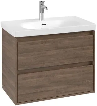 Villeroy & Boch Skyla КОМПЛЕКТ Тумба под раковину, 2 выдвижных ящика, 772 x 596 x 439 mm, Arizona Oak +Skyla Pаковина для установки на тумбу, 800 x 460 x 160 mm, с переливом, Альпийский белый C79600VH+5A518001