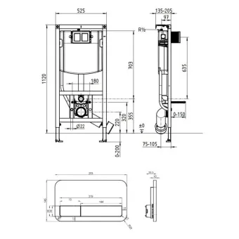Villeroy & Boch ViConnect Инсталляционная система для унитаза, 525 x 130 x 1120 mm + Клавиша смыва белая 92243068