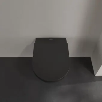 Villeroy & Boch Subway 2.0 Унитаз с открытым смывным краем, настенный, смыв DirectFlush, Pure Black CeramicPlus 5614R0R7