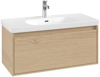 Villeroy & Boch Skyla КОМПЛЕКТ Тумба под раковину, 1 выдвижной ящик (2 ящика), 972 x 436 x 439 mm, Nordic Oak +Skyla Pаковина для установки на тумбу, 1000 x 470 x 165 mm, с переливом, Альпийский белый C78900VJ+5A51A501