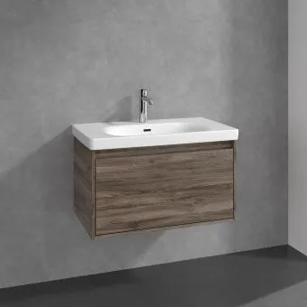 Villeroy & Boch Skyla КОМПЛЕКТ Тумба под раковину, 2 выдвижных ящика, 772 x 596 x 439 mm, Stone Oak +Skyla Pаковина для установки на тумбу, 800 x 460 x 160 mm, с переливом, Альпийский белый C78600RK+5A518001