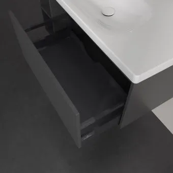 Villeroy & Boch Skyla КОМПЛЕКТ Тумба под раковину, 1 выдвижной ящик, 972 x 436 x 439 mm, Graphite +Skyla Pаковина для установки на тумбу, 1000 x 470 x 165 mm, с переливом, Альпийский белый C79000VR+5A51A501