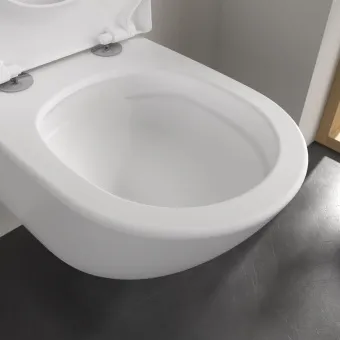 Villeroy & Boch Subway 3.0 Унитаз с открытым смывным краем, настенный, смыв TwistFlush, Stone White (Белый матовый) CeramicPlus 4670T0RW