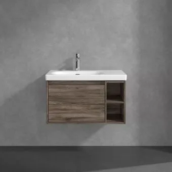 Villeroy & Boch Skyla КОМПЛЕКТ Тумба под раковину, 1 выдвижной ящик, 772 x 436 x 439 mm,Stone Oak + Skyla Pаковина для установки на тумбу крыло справа, 800 x 460 x 160 mm, с переливом, Альпийский белый C78800RK+5A52L101