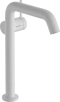 Hansgrohe, Tecturis S, Смеситель для раковины 240 Fine CoolStart EcoSmart+, матовый белый, однорычажный, для умывальников со сливным гарнитуром Push-Open, 73370700