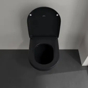 Villeroy & Boch Antao Унитаз с открытым смывным краем, настенный, смыв TwistFlush, Pure Black CeramicPlus, без сиденья 4674T0R7