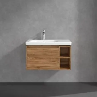 Villeroy & Boch Skyla КОМПЛЕКТ Тумба под раковину, 1 выдвижной ящик, 772 x 436 x 439 mm,Brilliant White + Skyla Pаковина для установки на тумбу крыло справа, 800 x 460 x 160 mm, с переливом, Альпийский белый C78800RH+5A52L101