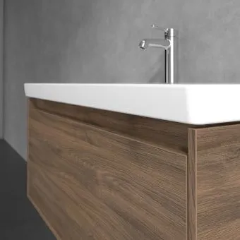 Villeroy & Boch Skyla КОМПЛЕКТ Тумба под раковину, 1 выдвижной ящик (2 ящика), 972 x 436 x 439 mm, Arizona Oak +Skyla Pаковина для установки на тумбу, 1000 x 470 x 165 mm, с переливом, Альпийский белый C78900VH+5A51A501