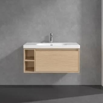 Villeroy & Boch Skyla КОМПЛЕКТ Тумба под раковину, 1 выдвижной ящик, 972 x 436 x 439 mm,Nordic Oak +Skyla Pаковина для установки на тумбу, 1000 x 470 x 165 mm, с переливом, Альпийский белый C79000VJ+5A51A501