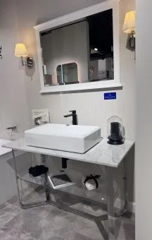 Villeroy & Boch КОМПЛЕКТ Antheus Мраморная столешница с подставкой из глянцевой стали, 1200 x 745 x 570 mm / Carrara + Раковина для установки на столешницу, 645 x 390 x 150 mm, Альпийский белый CeramicPlus, без перелива, нешлифованный B06401RC+4A1065R1