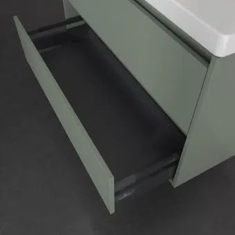 Villeroy & Boch Skyla Тумба под раковину, 2 выдвижных ящика, 972 x 596 x 439 mm, Soft Green +Skyla Pаковина для установки на тумбу, 1000 x 470 x 165 mm, с переливом, Альпийский белый C79900AF+5A51A501