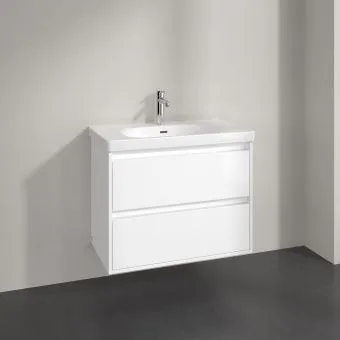 Villeroy & Boch Skyla КОМПЛЕКТ Тумба под раковину, 2 выдвижных ящика, 772 x 596 x 439 mm, Brilliant White +Skyla Pаковина для установки на тумбу, 800 x 460 x 160 mm, с переливом, Альпийский белый C79600VE+5A518001
