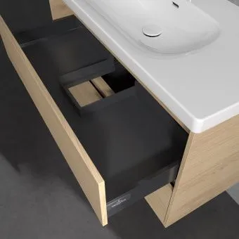 Villeroy & Boch Skyla Тумба под раковину, 2 выдвижных ящика, 972 x 596 x 439 mm, Nordic Oak +Skyla Pаковина для установки на тумбу, 1000 x 470 x 165 mm, с переливом, Альпийский белый C79900VJ+5A51A501