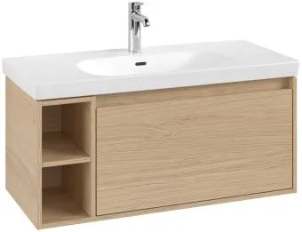 Villeroy & Boch Skyla КОМПЛЕКТ Тумба под раковину, 1 выдвижной ящик, 972 x 436 x 439 mm,Nordic Oak +Skyla Pаковина для установки на тумбу, 1000 x 470 x 165 mm, с переливом, Альпийский белый C79000VJ+5A51A501