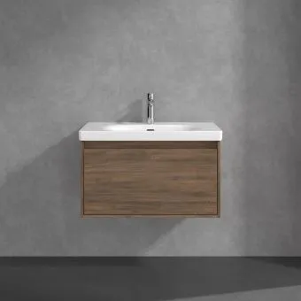 Villeroy & Boch Skyla КОМПЛЕКТ Тумба под раковину, 2 выдвижных ящика, 772 x 596 x 439 mm, Arizona Oak +Skyla Pаковина для установки на тумбу, 800 x 460 x 160 mm, с переливом, Альпийский белый C78600VH+5A518001