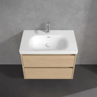 Villeroy & Boch Skyla КОМПЛЕКТ Тумба под раковину, 2 выдвижных ящика, 772 x 596 x 439 mm, Nordic Oak +Skyla Pаковина для установки на тумбу, 800 x 460 x 160 mm, с переливом, Альпийский белый C79600VJ+5A518001