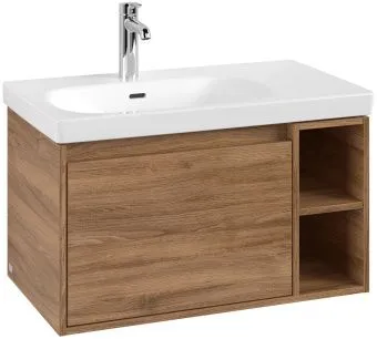 Villeroy & Boch Skyla КОМПЛЕКТ Тумба под раковину, 1 выдвижной ящик, 772 x 436 x 439 mm,Brilliant White + Skyla Pаковина для установки на тумбу крыло справа, 800 x 460 x 160 mm, с переливом, Альпийский белый C78800RH+5A52L101