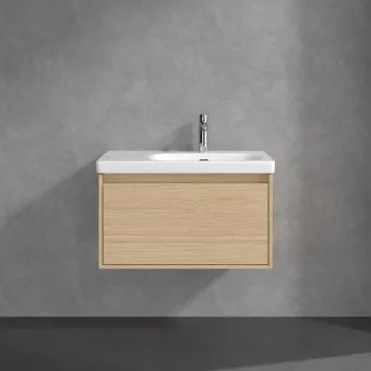 Villeroy & Boch Skyla КОМПЛЕКТ Тумба под раковину, 2 выдвижных ящика, 772 x 596 x 439 mm, Nordic Oak +Skyla Pаковина для установки на тумбу, 800 x 460 x 160 mm, с переливом, Альпийский белый C78600VJ+5A518001