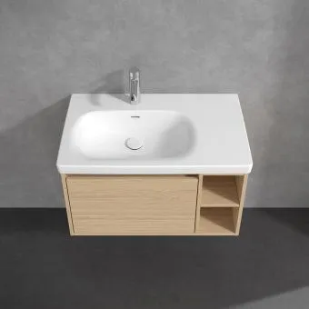 Villeroy & Boch Skyla КОМПЛЕКТ Тумба под раковину, 1 выдвижной ящик, 772 x 436 x 439 mm,Nordic Oak+ Skyla Pаковина для установки на тумбу крыло справа, 800 x 460 x 160 mm, с переливом, Альпийский белый C78800VJ+5A52L101