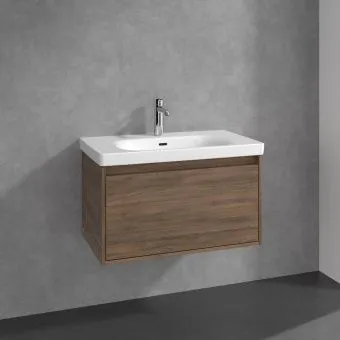 Villeroy & Boch Skyla КОМПЛЕКТ Тумба под раковину, 2 выдвижных ящика, 772 x 596 x 439 mm, Arizona Oak +Skyla Pаковина для установки на тумбу, 800 x 460 x 160 mm, с переливом, Альпийский белый C78600VH+5A518001