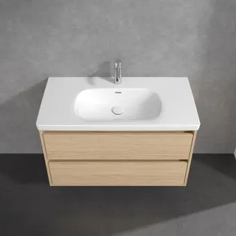 Villeroy & Boch Skyla Тумба под раковину, 2 выдвижных ящика, 972 x 596 x 439 mm, Nordic Oak +Skyla Pаковина для установки на тумбу, 1000 x 470 x 165 mm, с переливом, Альпийский белый C79900VJ+5A51A501