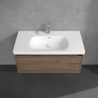 Villeroy & Boch Skyla КОМПЛЕКТ Тумба под раковину, 1 выдвижной ящик (2 ящика), 972 x 436 x 439 mm, Arizona Oak +Skyla Pаковина для установки на тумбу, 1000 x 470 x 165 mm, с переливом, Альпийский белый C78900VH+5A51A501