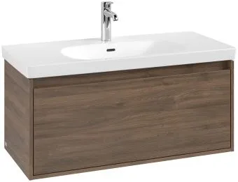 Villeroy & Boch Skyla КОМПЛЕКТ Тумба под раковину, 1 выдвижной ящик (2 ящика), 972 x 436 x 439 mm, Arizona Oak +Skyla Pаковина для установки на тумбу, 1000 x 470 x 165 mm, с переливом, Альпийский белый C78900VH+5A51A501