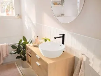 Hansgrohe Rebris S Смеситель для раковины-чаши 240, однорычажный, CoolStart, со сливным гарнитуром, матовый черный 72580670