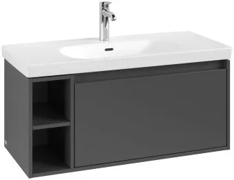 Villeroy & Boch Skyla КОМПЛЕКТ Тумба под раковину, 1 выдвижной ящик, 972 x 436 x 439 mm, Graphite +Skyla Pаковина для установки на тумбу, 1000 x 470 x 165 mm, с переливом, Альпийский белый C79000VR+5A51A501