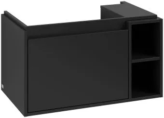 Villeroy & Boch Skyla КОМПЛЕКТ Тумба под раковину, 1 выдвижной ящик, 772 x 436 x 439 mm,Volcano Black + Skyla Pаковина для установки на тумбу крыло справа, 800 x 460 x 160 mm, с переливом, Альпийский белый C78800VL+5A52L101