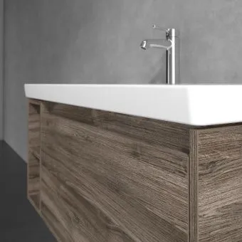 Villeroy & Boch Skyla КОМПЛЕКТ Тумба под раковину, 1 выдвижной ящик, 972 x 436 x 439 mm, Stone Oak +Skyla Pаковина для установки на тумбу, 1000 x 470 x 165 mm, с переливом, Альпийский белый C79000RK+5A51A501