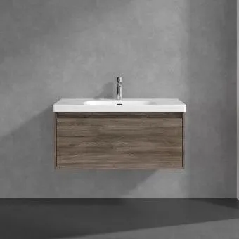 Villeroy & Boch Skyla КОМПЛЕКТ Тумба под раковину, 1 выдвижной ящик (2 ящика), 972 x 436 x 439 mm,Stone Oak+Skyla Pаковина для установки на тумбу, 1000 x 470 x 165 mm, с переливом, Альпийский белый C78900RK+5A51A501
