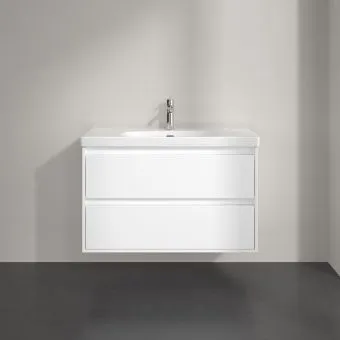 Villeroy & Boch Skyla Тумба под раковину, 2 выдвижных ящика, 972 x 596 x 439 mm, Brilliant White +Skyla Pаковина для установки на тумбу, 1000 x 470 x 165 mm, с переливом, Альпийский белый C79900VE+5A51A501