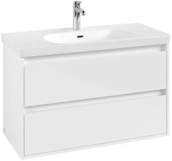 Villeroy & Boch Skyla Тумба под раковину, 2 выдвижных ящика, 972 x 596 x 439 mm, Brilliant White +Skyla Pаковина для установки на тумбу, 1000 x 470 x 165 mm, с переливом, Альпийский белый C79900VE+5A51A501