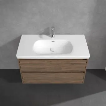 Villeroy & Boch Skyla Тумба под раковину, 2 выдвижных ящика, 972 x 596 x 439 mm, Arizona Oak +Skyla Pаковина для установки на тумбу, 1000 x 470 x 165 mm, с переливом, Альпийский белый C79900VH+5A51A501