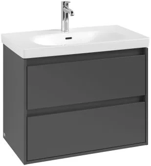 Villeroy & Boch Skyla КОМПЛЕКТ Тумба под раковину, 2 выдвижных ящика, 772 x 596 x 439 mm, Graphite +Skyla Pаковина для установки на тумбу, 800 x 460 x 160 mm, с переливом, Альпийский белый C79600VR+5A518001