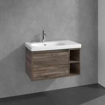 Villeroy & Boch Skyla КОМПЛЕКТ Тумба под раковину, 1 выдвижной ящик, 772 x 436 x 439 mm,Stone Oak + Skyla Pаковина для установки на тумбу крыло справа, 800 x 460 x 160 mm, с переливом, Альпийский белый C78800RK+5A52L101