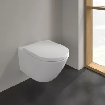 Villeroy & Boch Subway 3.0 Унитаз с открытым смывным краем, настенный, смыв TwistFlush, Stone White (Белый матовый) CeramicPlus 4670T0RW