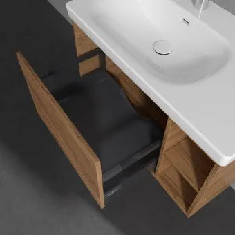 Villeroy & Boch Skyla КОМПЛЕКТ Тумба под раковину, 1 выдвижной ящик, 772 x 436 x 439 mm,Brilliant White + Skyla Pаковина для установки на тумбу крыло справа, 800 x 460 x 160 mm, с переливом, Альпийский белый C78800RH+5A52L101
