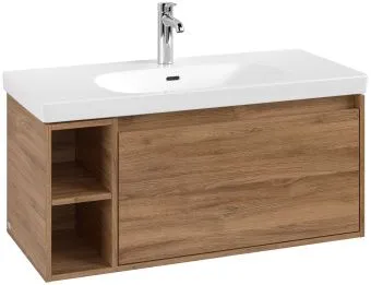 Villeroy & Boch Skyla КОМПЛЕКТ Тумба под раковину, 1 выдвижной ящик, 972 x 436 x 439 mm, Oak Kansas +Skyla Pаковина для установки на тумбу, 1000 x 470 x 165 mm, с переливом, Альпийский белый C79000RH+5A51A501