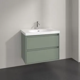 Villeroy & Boch Skyla КОМПЛЕКТ Тумба под раковину, 2 выдвижных ящика, 772 x 596 x 439 mm, Soft Green +Skyla Pаковина для установки на тумбу, 800 x 460 x 160 mm, с переливом, Альпийский белый C79600AF+5A518001