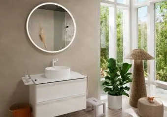 Hansgrohe, Tecturis S, Смеситель для раковины 240 Fine CoolStart EcoSmart+, матовый белый, однорычажный, для умывальников со сливным гарнитуром Push-Open, 73370700