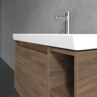 Villeroy & Boch Skyla КОМПЛЕКТ Тумба под раковину, 1 выдвижной ящик, 772 x 436 x 439 mm,Arizona Oak + Skyla Pаковина для установки на тумбу крыло справа, 800 x 460 x 160 mm, с переливом, Альпийский белый C78800VH+5A52L101