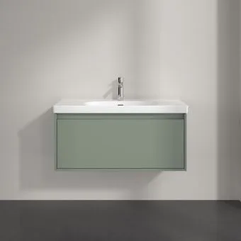 Villeroy & Boch Skyla КОМПЛЕКТ Тумба под раковину, 1 выдвижной ящик (2 ящика), 972 x 436 x 439 mm, Soft Green +Skyla Pаковина для установки на тумбу, 1000 x 470 x 165 mm, с переливом, Альпийский белый C78900AF+5A51A501